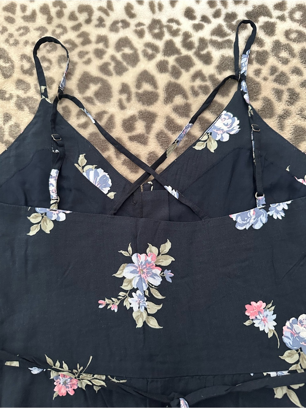 Abercrombie & Fitch Button Front V-Neck Cami Strap Mini Sundress Blue Floral S - Picture 14 of 17